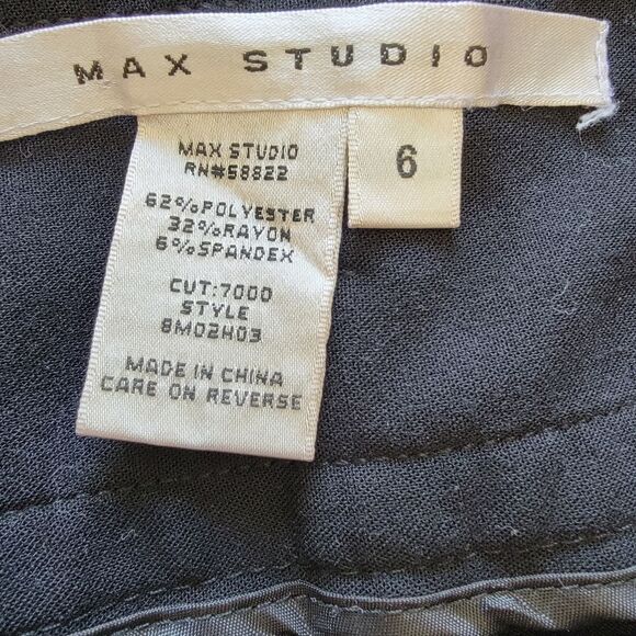 Max Studio Black Suit Pants | Wide Leg Dress Pants Solid Black Trouser | Size 6 - Picture 4 of 8
